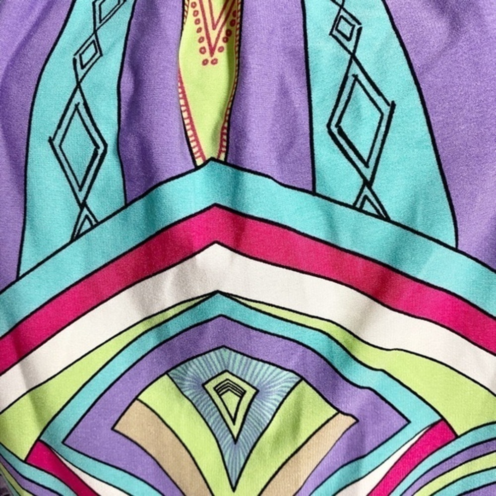 London Times Colorful Geometric‎ Diamond Print Halter Style Midi Dress - Picture 5 of 12